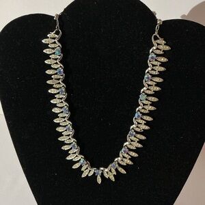 vintage Francois rhinestone Silver tone cleat and and Blue Necklace